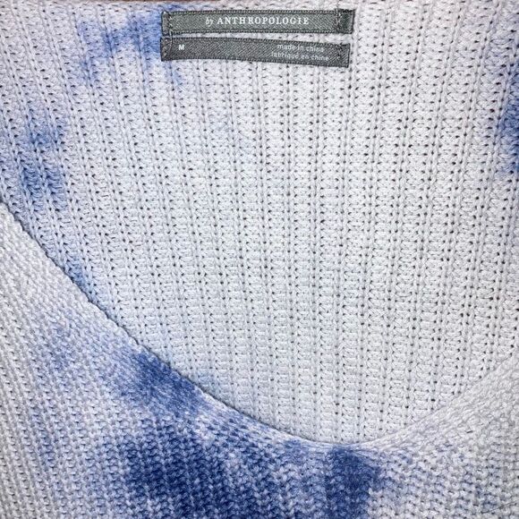 By Anthropologie V-Neck Tie-Dye Tight Knit Dolman 100% Cotton Sweater #759 - Picture 5 of 10